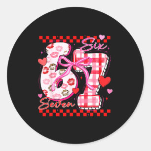 Coquette Valentine 67 Six Seven Heart Bow Valentin Classic Round Sticker