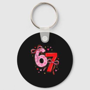 Coquette Valentine 67 Six Seven Heart Bow Valentin Key Ring