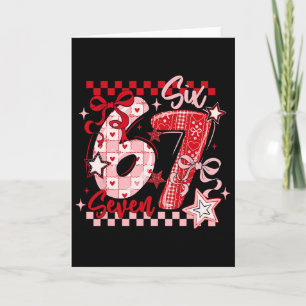 Coquette Valentine 67 Six Seven Preppy Heart Bow C Card