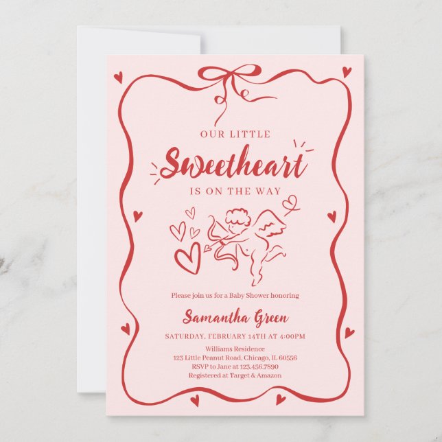 Coquette Valentine Baby Shower Invitation (Front)
