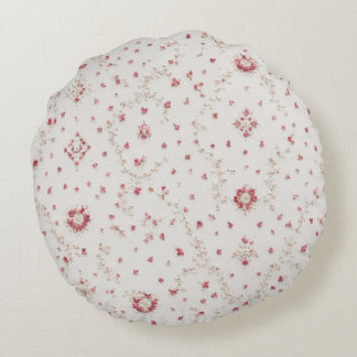 Coquette Vintage Pink Floral Seamless Lattice Patt Round Cushion
