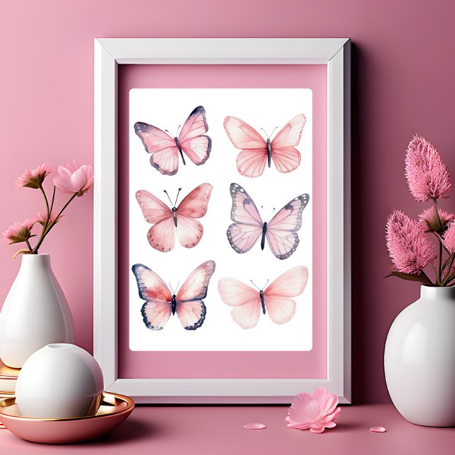 Coquette Wall Art Light Pink Butterflies Poster (Creator Uploaded)