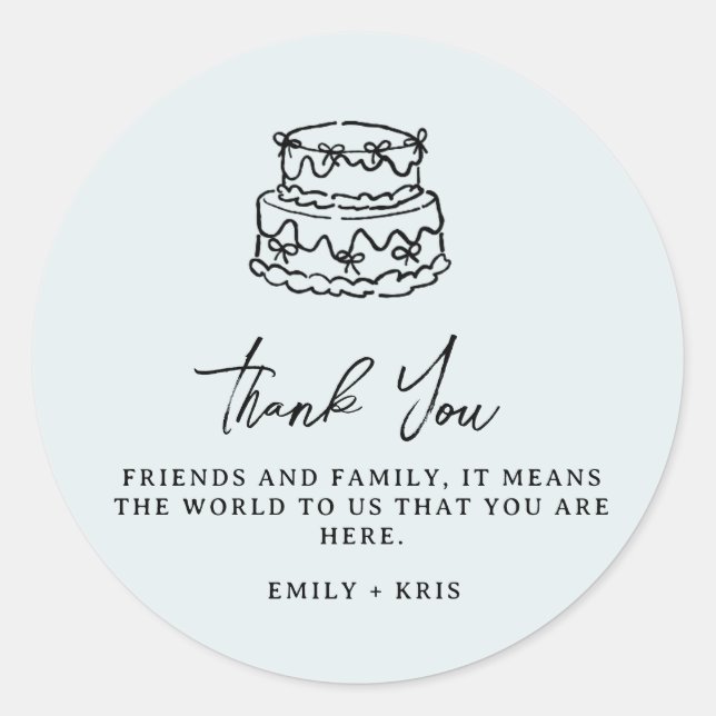 Coquette Wedding Cake Blue Wedding Favour Classic Round Sticker (Front)