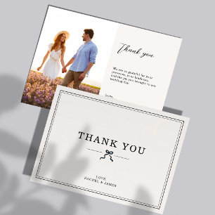 Coquette Wedding Thank you Photo Minimal Elegant Card