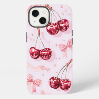 Coquette Whimsical Cherries & Pink Bows  iPhone 13 Case
