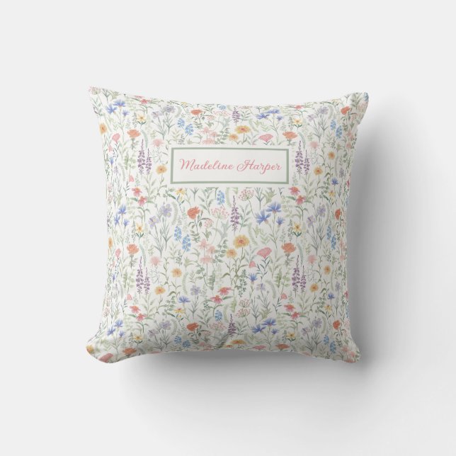 Coquette Wildflower Meadow Personalised  Cushion (Front)