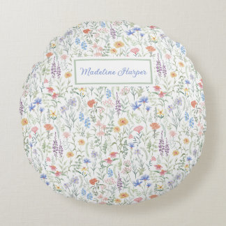 Coquette Wildflower Meadow Personalised Round Cushion