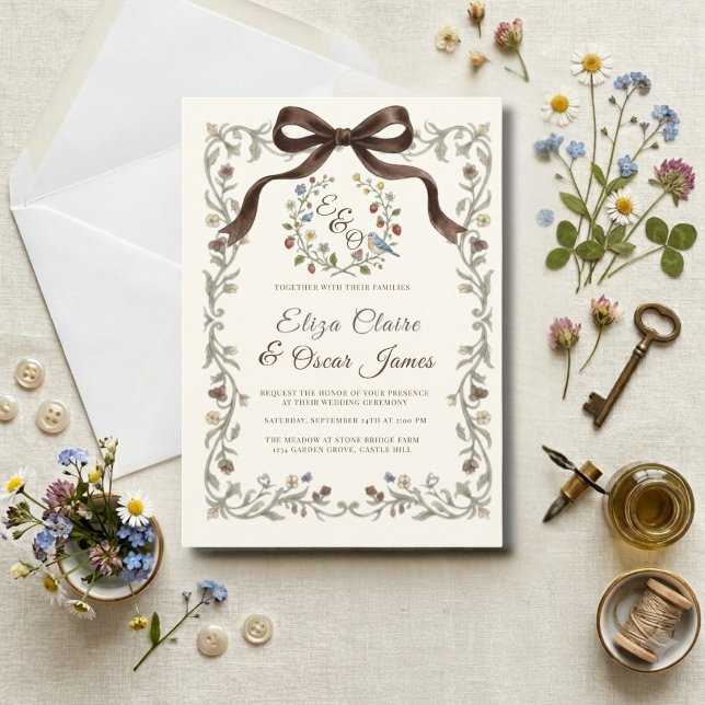 Coquette Wildflower Meadow Wedding Invitation (Coquette Wildflower Meadow Wedding Invitation)