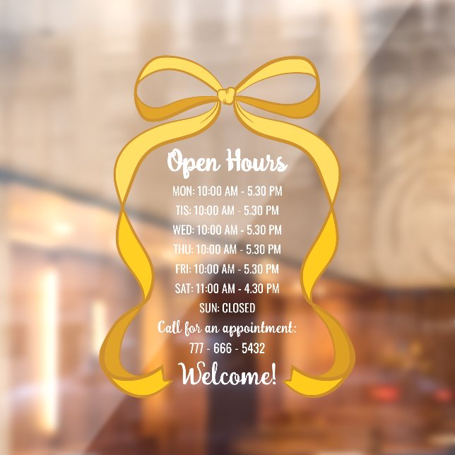 Coquette Yellow Bow Small Business Open Hours (Sheet 2)