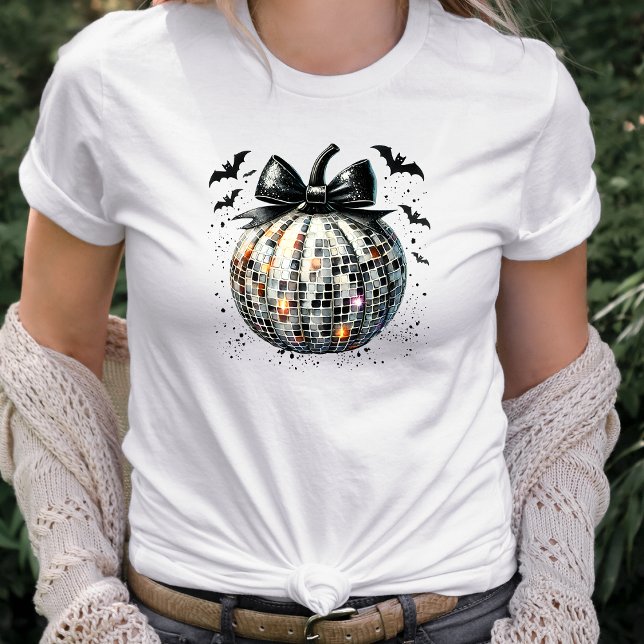 Coquettish Disco Ball Pumpkin Black Bow Tri-Blend Shirt (Creator Uploaded)