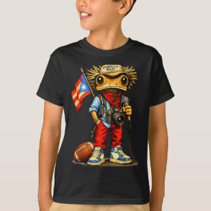 Coqui Frog Puerto Rico Flag Puerto Rican Football  T-Shirt