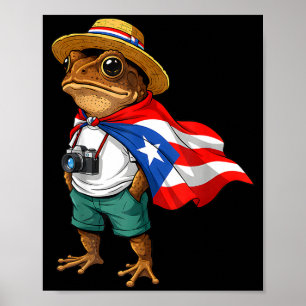 Coqui Frog Puerto Rico Flag Puerto Rican Taino Bor Poster