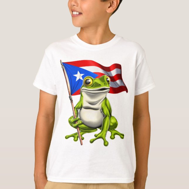 Coqui Frog Puerto Rico Flag T-Shirt (Front)