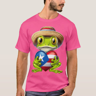 Coqui Frog Puerto Rico Heart Puerto Rican Flag Tai T-Shirt
