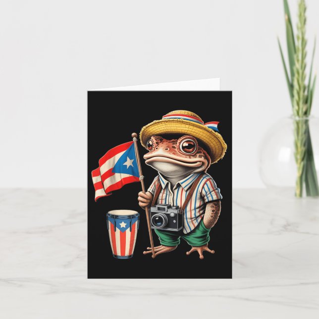 Coqui Frog Puerto Rico Puerto Rican Flag Taino Bor Card (Front)