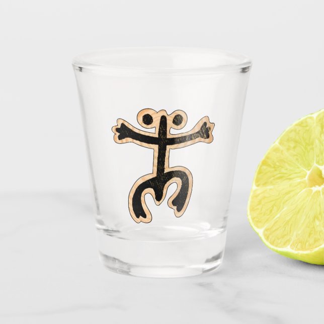 Coqui Taino on Wood Shot Glass (Front)