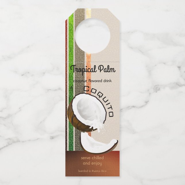 Coquito Coconut Fruit Drink Bottle Tag (Front)