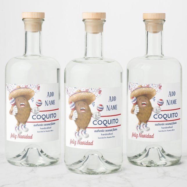 Coquito Coconut Maracas Liquor Bottle Label (Bottles)