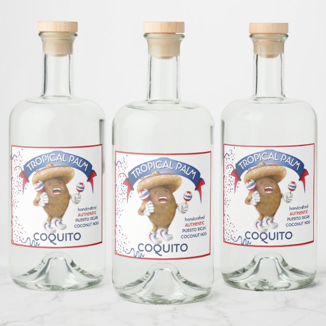 Coquito Coconut Maracas Liquor Bottle Label (Bottles)