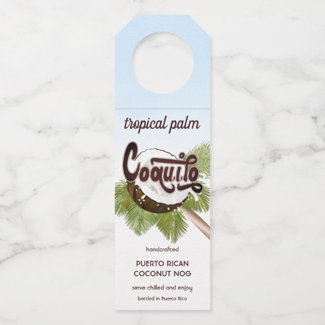 Coquito Coconut Tropical Fruit Bottle Tag (Front)