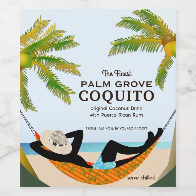 Coquito Coconut Tropical Fruit Drink Wine Label (Single Label)