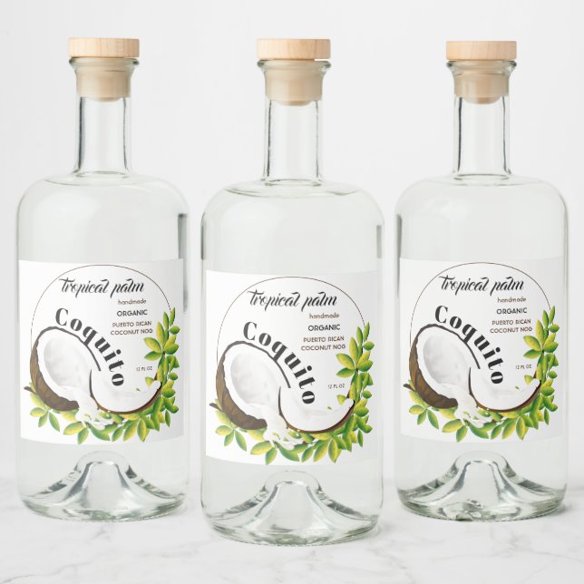 Coquito Coconut Tropical Fruit Liquor Bottle Label (Bottles)