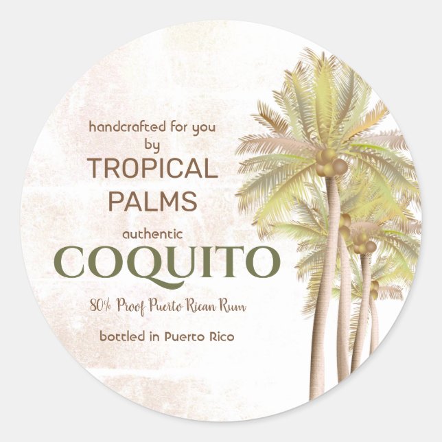 Coquito Coconut Tropical Palm Classic Round Sticker (Front)