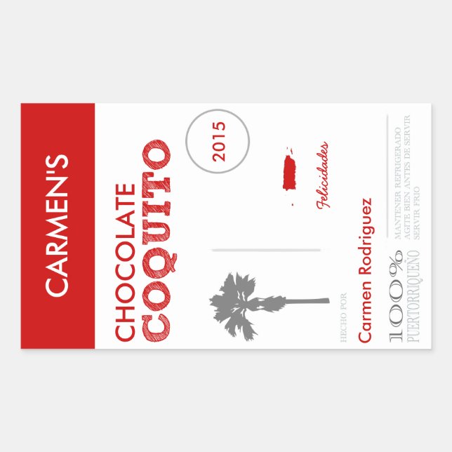 Coquito de Puerto Rico Rojo Rectangular Sticker (Front)
