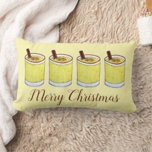 Coquito Puerto Rican Eggnog Drink Merry Christmas Lumbar Cushion