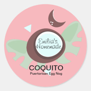 Coquito Recipe Drink Coconut Egg Nog Classic Round Sticker