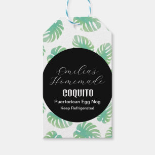 Coquito Recipe Drink Coconut Egg Nog Monstera Gift Tags