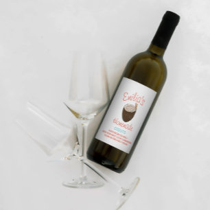 Coquito Recipe Drink Coconut Hand Drawn Shell Wine Label