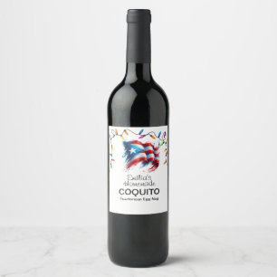 Coquito Recipe Egg Nog Christmas Lights Wine Label