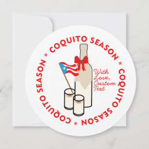 Coquito Season Custom Photo Text Circle Holiday Card