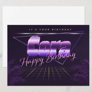 Cora Name Vorname lila retro Karte Geburtstag Card