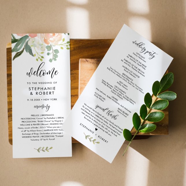 CORA Peach Floral Wedding Program (Creator Uploaded)