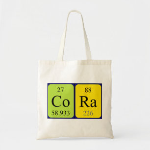 Cora periodic table name tote bag