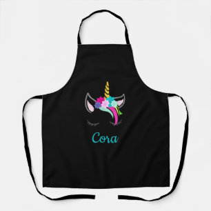 Cora Rainbow Unicorn Name T-Shirt Apron