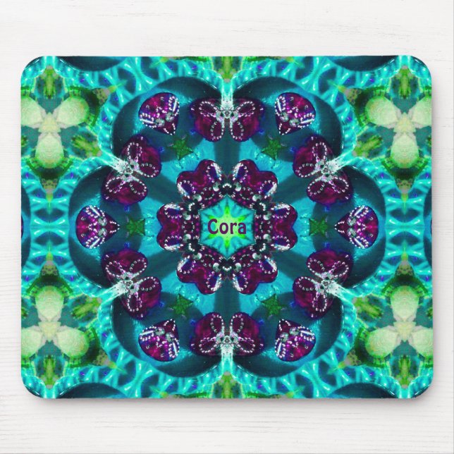 CORA ~ Sweet Glittery Pattern ~ Personalized ~ Mouse Pad (Front)