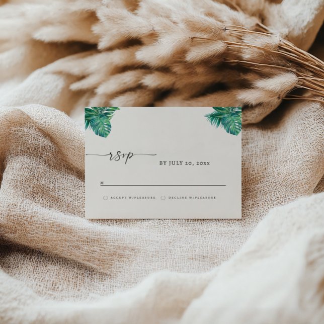 CORA Tropical Beach Leaf RSVP  Save The Date (Creator Uploaded)