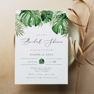 CORA- Tropical Beach Palm Leaf Bridal Shower Invitation
