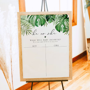 CORA Tropical Gender Reveal Guess Voting Sign
