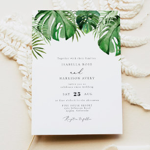 CORA Tropical Watercolor Palm Leaf Wedding Invitation