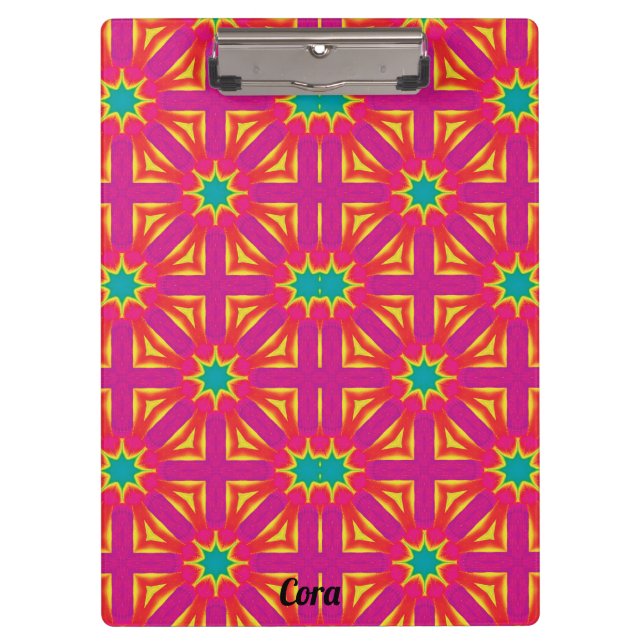 CORA ~ Yellow, Blue, Red and Pink design  Clipboard (Front)