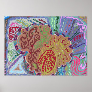 "Coral" 28x20 Abstract Art Poster