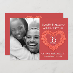 Coral 35th wedding Anniversary orange Invitation