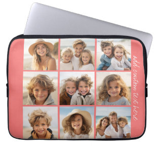 Coral 9 Photo Collage in a Modern Grid Laptop Sleeve