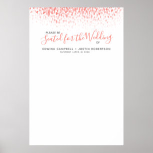 Coral abstract watercolor DIY wedding table plan Poster