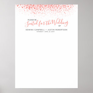 Coral abstract watercolor DIY wedding table plan Poster