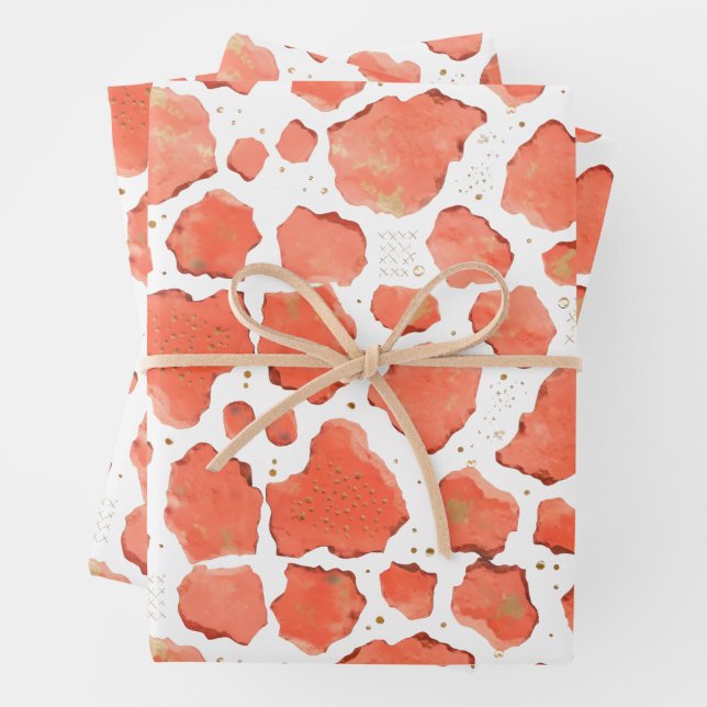 Coral Agate Texture Modern Abstract Stone Gift W Wrapping Paper Sheet (In situ)